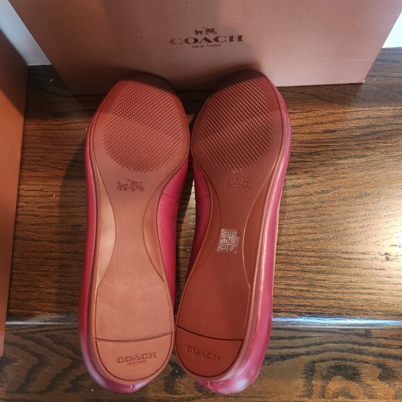 NEW IN BOX-Coach Lara 100% Leather Ballet Flats-Red-Black Cherry-Size 8 - Picture 11 of 13
